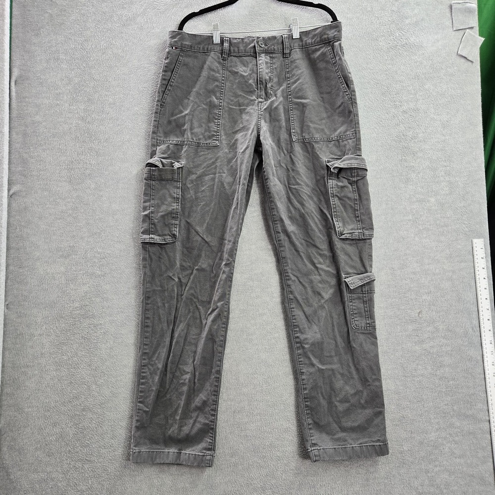 Tommy Hilfiger Men Pants 34x34 Gray Cargo Pockets Outdoor Mid Rise (35x31)